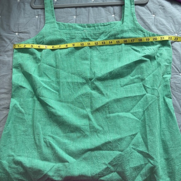 Women's Tank Mini Shift Dress A New Day Green Striped Cotton Linen Size XL - Picture 9 of 10